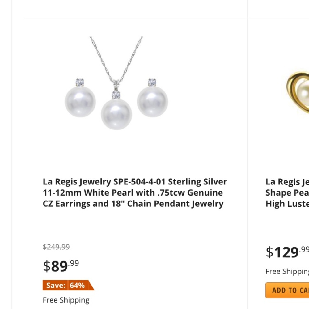 Pearl earrings and necklace set